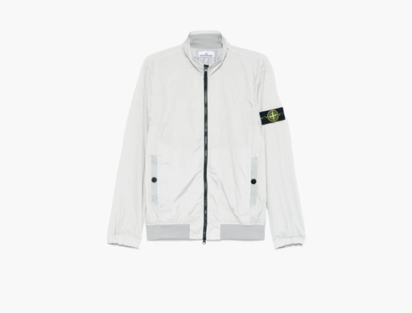 Stone Island Wind-Resistant Jacket with Anti-Drop and Mesh Lining Pearl Grey  Stone Island Wind-Resistant Jacket with Anti-Drop and Mesh Lining Pearl Grey