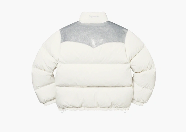 Supreme Glitter Yoke Down Puffer Jacket White 