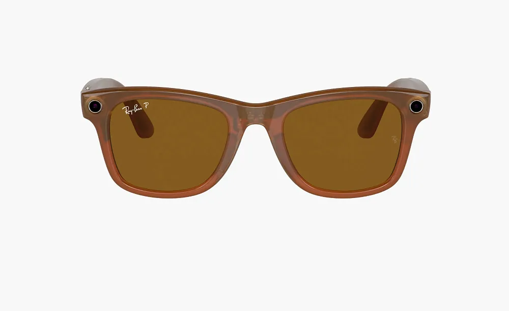 Ray-Ban Smart Glasses Meta Wayfarer Large Shiny Caramel Transparent/Brown Polarized