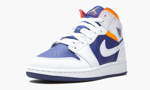 Air Jordan 1 Mid GS White Deep Royal Blue 