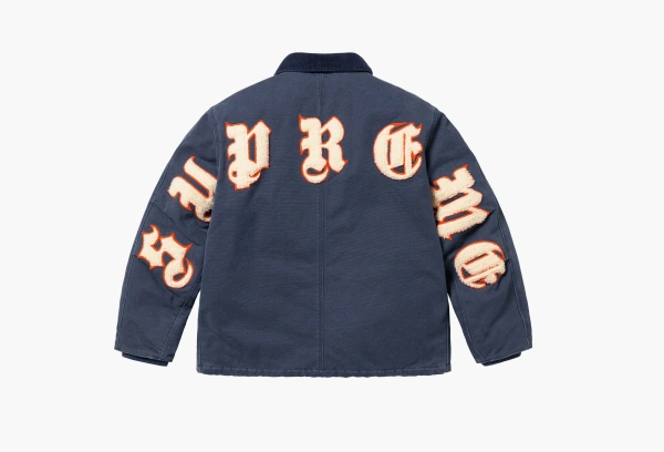 Supreme Old English Canvas Work Jacket Navy  Supreme Old English Canvas Work Jacket Navy
