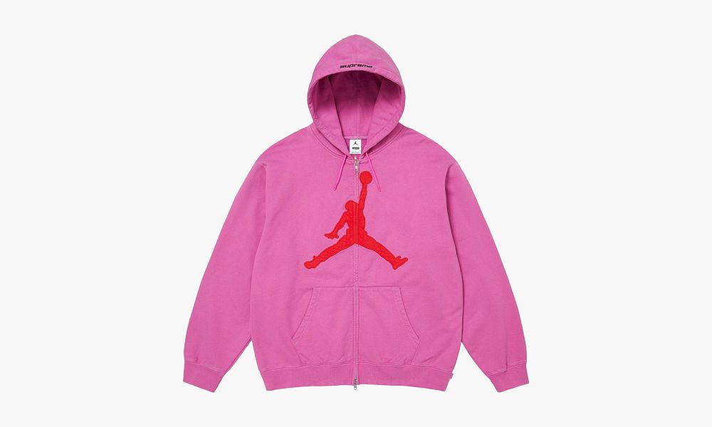 Supreme x Jordan Zip Up Hooded Sweatshirt Pink