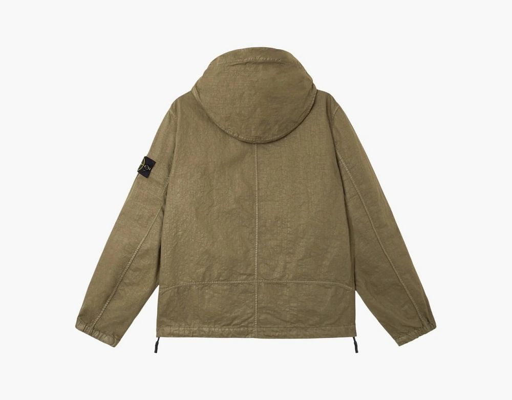 Stone Island Organic-Look Nylon Panama-TC Hooded Jacket Military Green