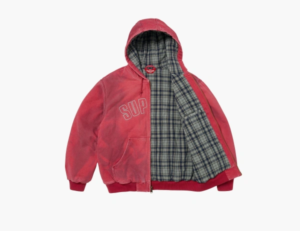 Supreme Reflective Arc Hooded Work Jacket Red 