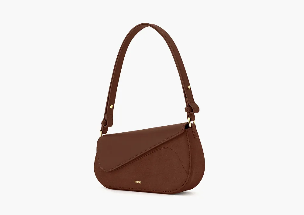 JW PEI Addisyn Faux Suede Panel Shoulder Bag Mocha Brown