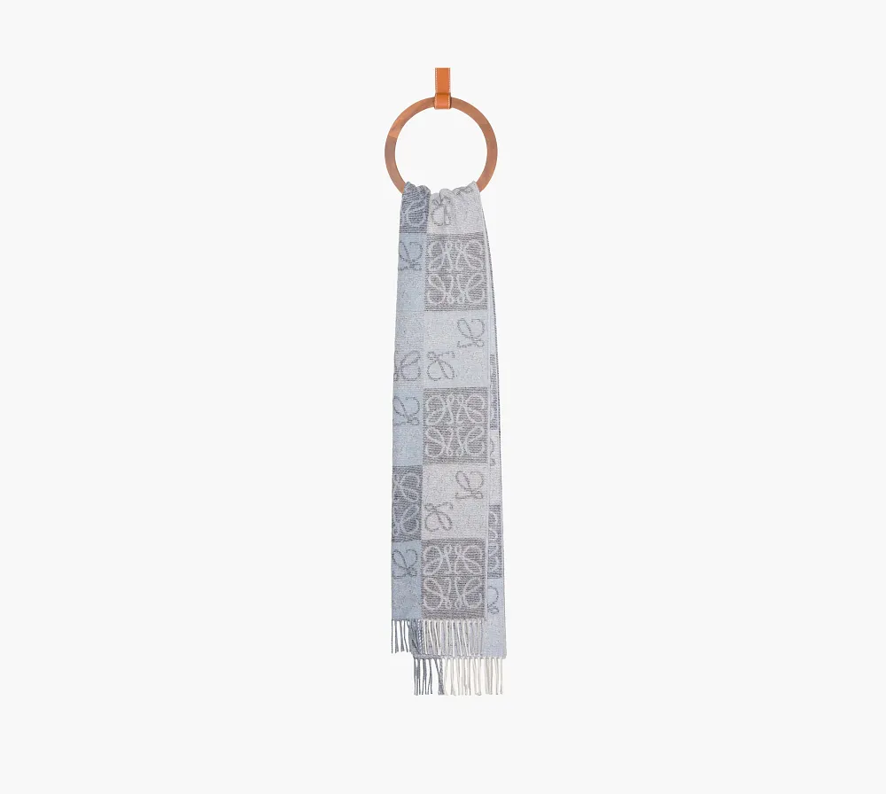 Loewe Scarf In Wool and Cashmere Blue/White