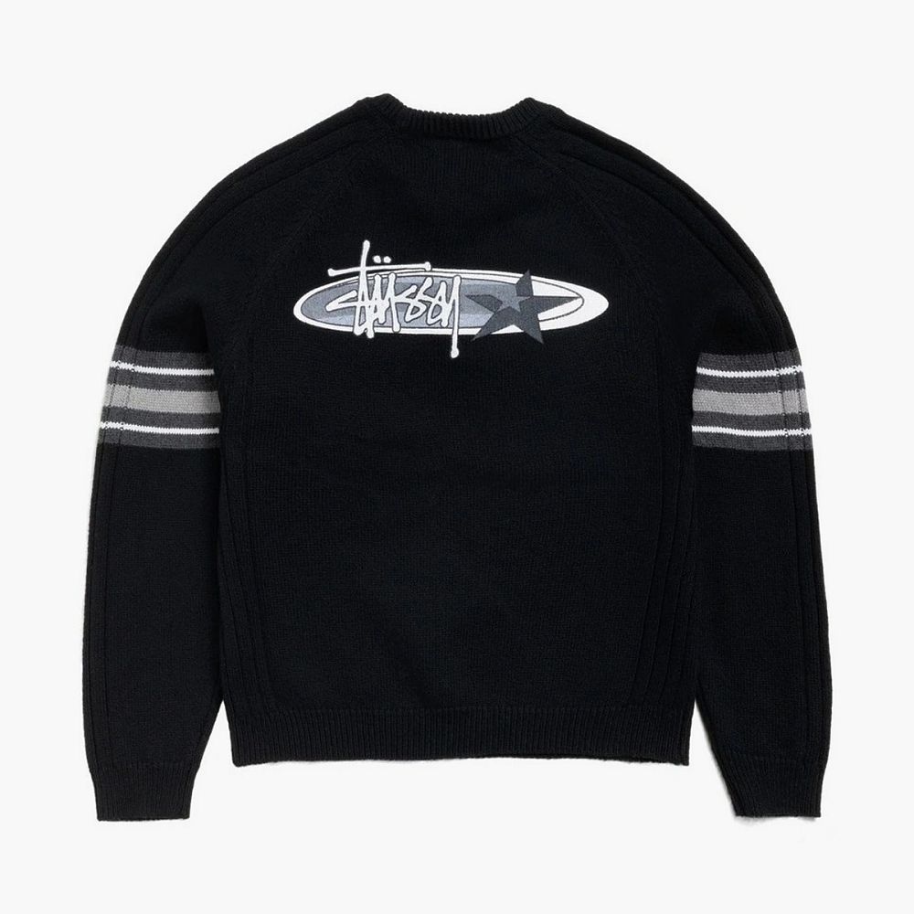 Stussy Stripe Raglan Crew Black