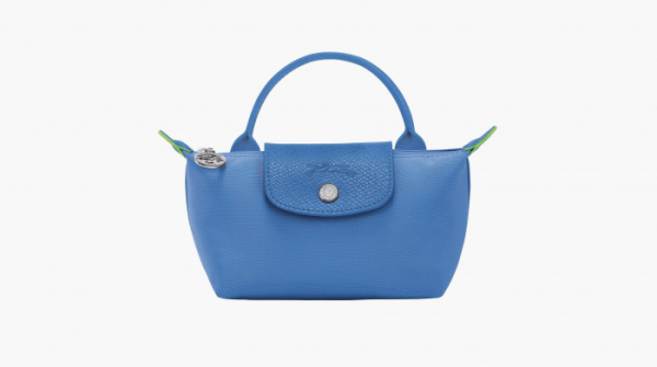 Longchamp Le Pliage Green Handle Pouch Cornflower 