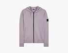 Stone Island Brushed Cotton Full Zip Hoodie Lavender