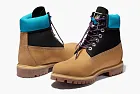 Timberland Premium 6 Inch Waterproof Boots Wheat Nubuck With Black And Blue Collar