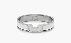 Hermès Bracelet Narrow Clic Clac H Enamel White Silver