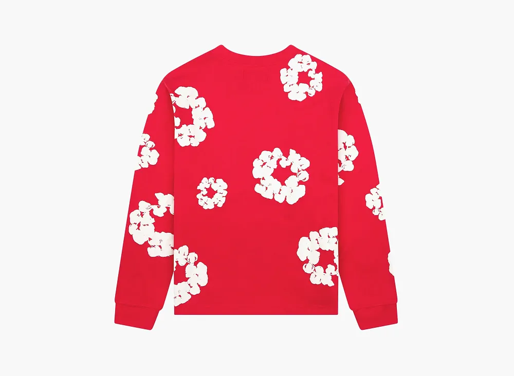 Denim Tears Cotton Wreath Long Sleeve T-Shirt Red