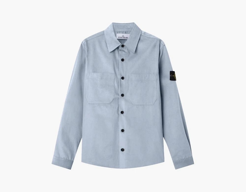 Stone Island Cotton Micro-Corduroy Overshirt Avio Blue