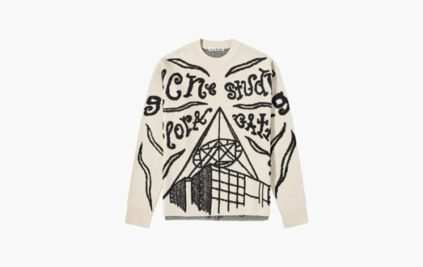 Acne Studios Jacquard Logo Jumper Ecru  Acne Studios Jacquard Logo Jumper Ecru