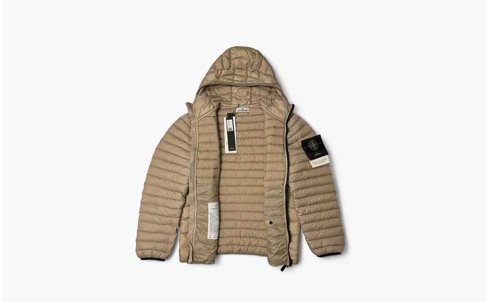 Stone Island Gray Garment-dyed Down Jacket Brown