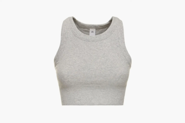 Alo Yoga Seamless Delight High Neck Bra Athletic Heather Grey 