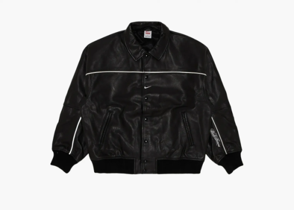 Supreme x Nike Leather Varsity Jacket Black 