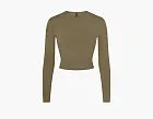Skims Cropped Long Sleeve T-Shirt Army