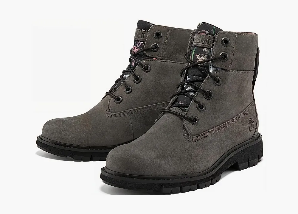 Timberland Lucia Way 6 Inch Waterproof Roll Top Boots WMNS Grey And Floral