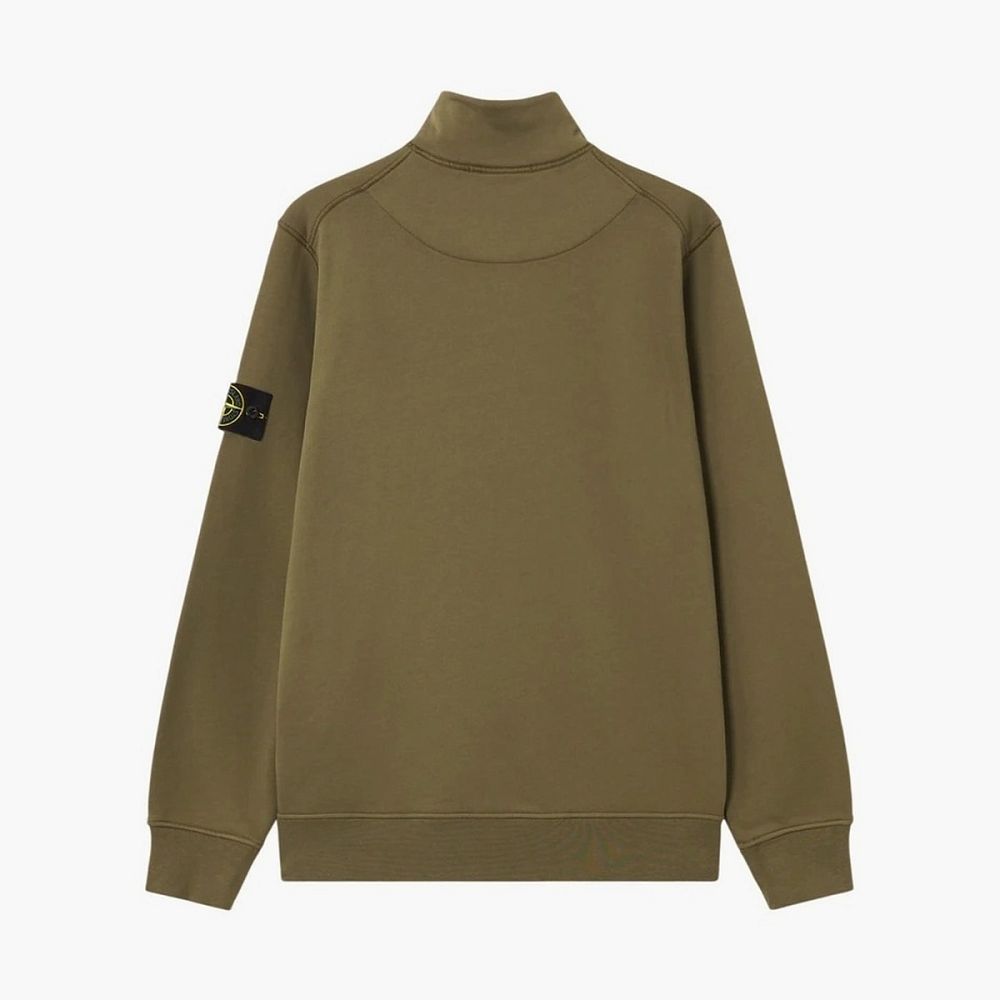 Stone Island Organic Cotton Fleece Half-Zip Sweatshirt Military Green