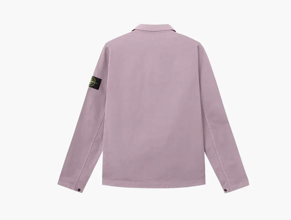 Stone Island Stretch Organic Cotton Twill Overshirt Purple Grey