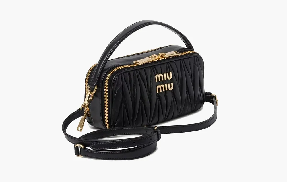Miu Miu Matelassé Bandoliera Handbag Black