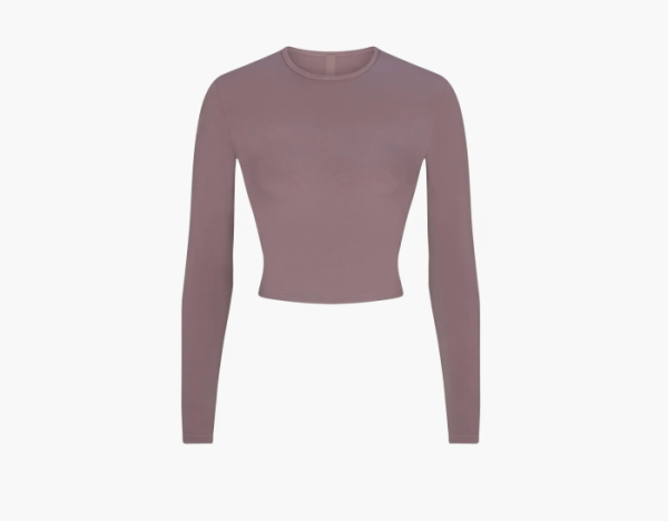 Skims New Vintage Cropped Long Sleeve T-Shirt Zinc 