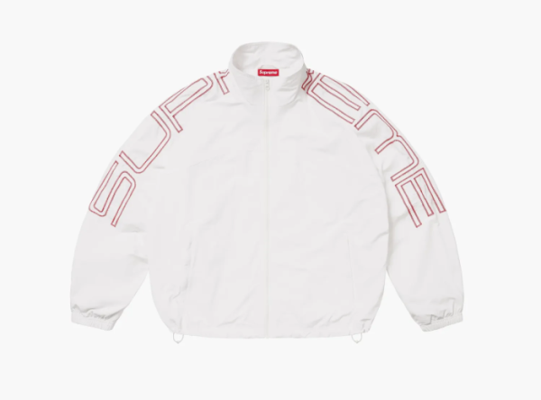 Supreme Spellout Embroidered Track Jacket  White 