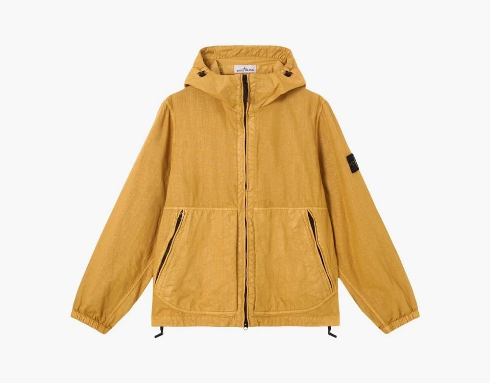 Stone Island Organic-Look Nylon Panama-TC Hooded Jacket Mustard