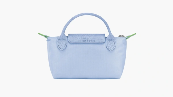 Longchamp Le Pliage Green Handle Pouch Sky Blue 