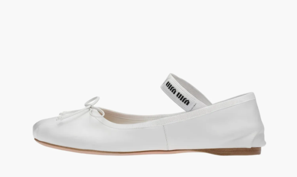 Miu Miu Satin Ballerinas White 