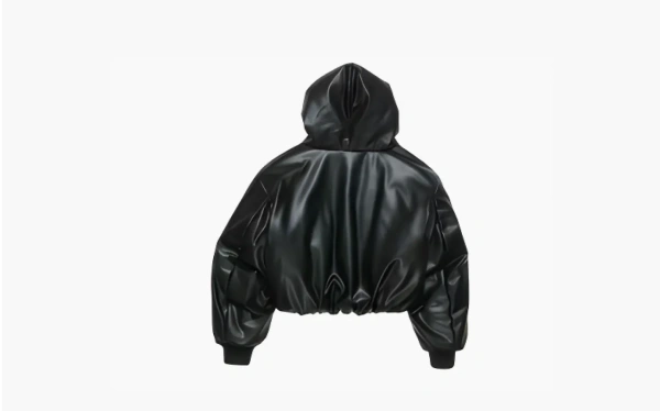Acne Studios Hooded Faux Leather Jacket Black  Acne Studios Hooded Faux Leather Jacket Black