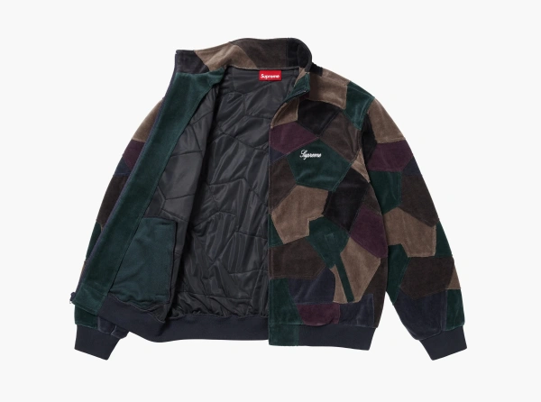 Supreme Patchwork Velour Track Jacket  Dark Navy  Supreme Patchwork Velour Track Jacket  Dark Navy