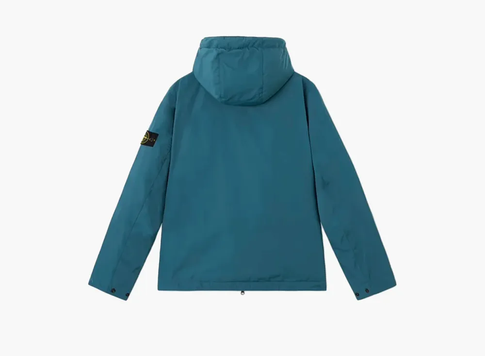 Stone Island Micro TwillI Padded Hooded Jacket Snap Pockets Dark Teal Green