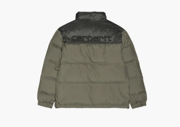 Carhartt WIP Embroidered Quilted Zip-Up Down Puffer Jacket  Dark Khaki  Carhartt WIP Embroidered Quilted Zip-Up Down Puffer Jacket  Dark Khaki