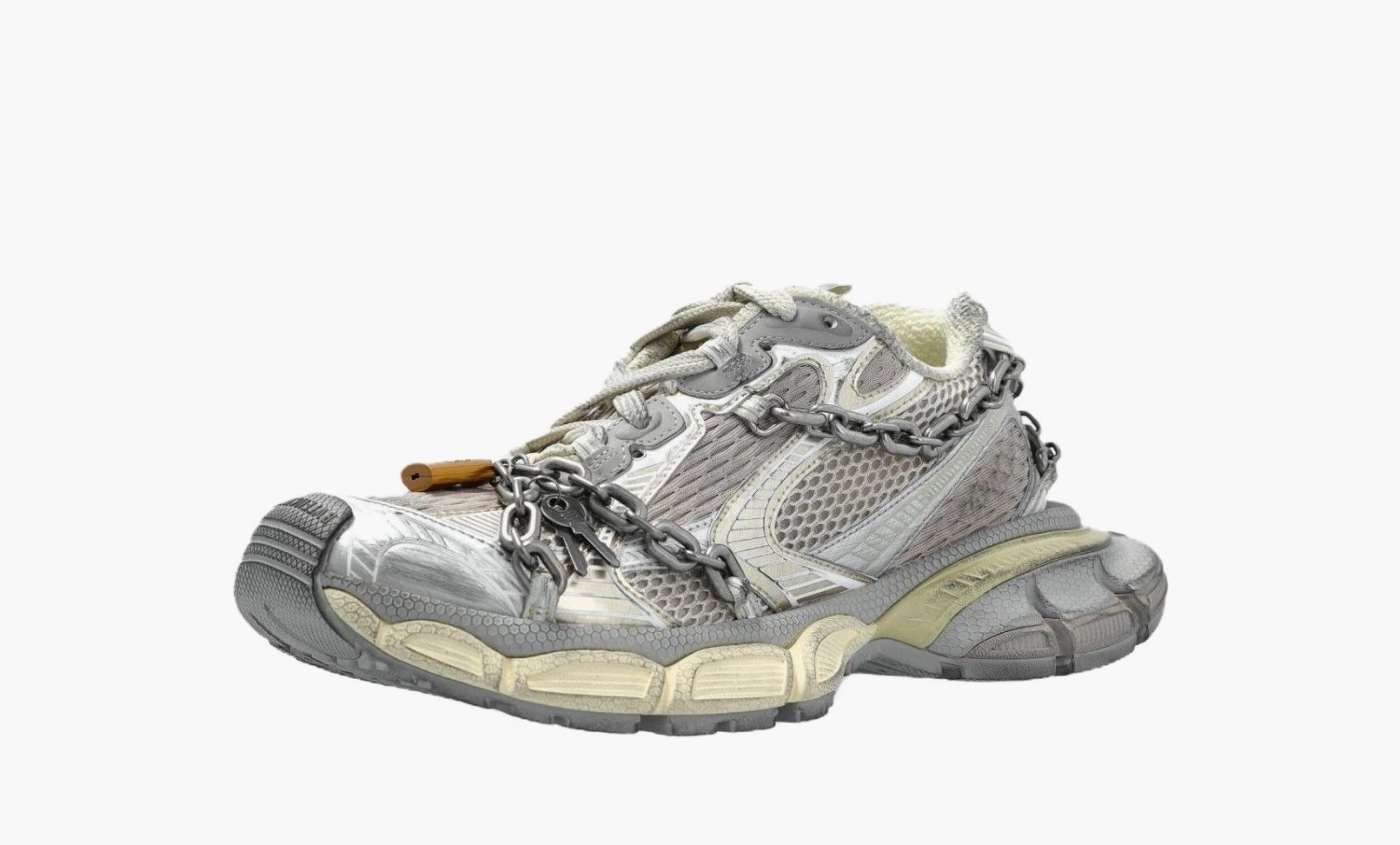 Balenciaga 3XL Chain Sneaker WMNS Eggshell Silver Gold 
