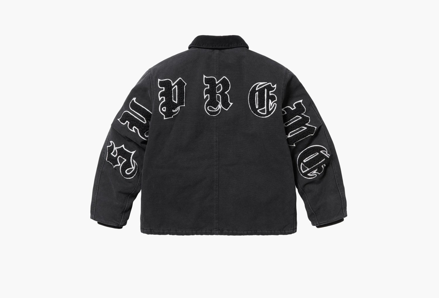 Supreme Old English Canvas Work Jacket Black 