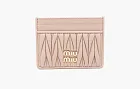 Miu Miu Matelassé Nappa Leather Card Holder Powder Pink