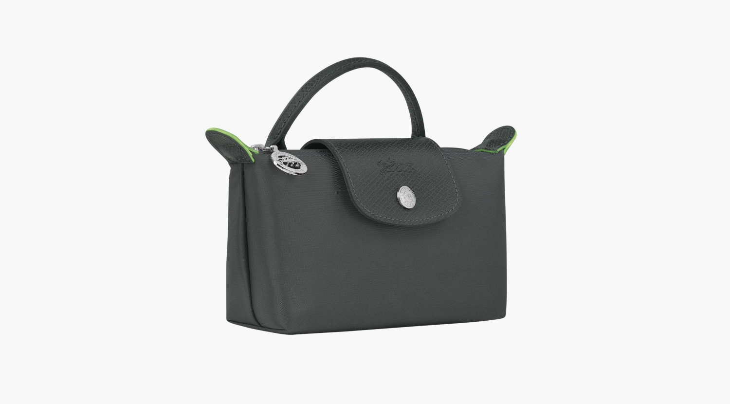 Longchamp Le Pliage Green Handle Pouch "Graphite" 
