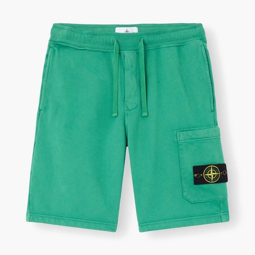 Stone Island Organic Cotton Fleece Shorts Malachite
