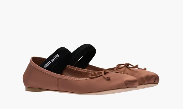 Miu Miu Satin Ballerinas Cocoa Brown 