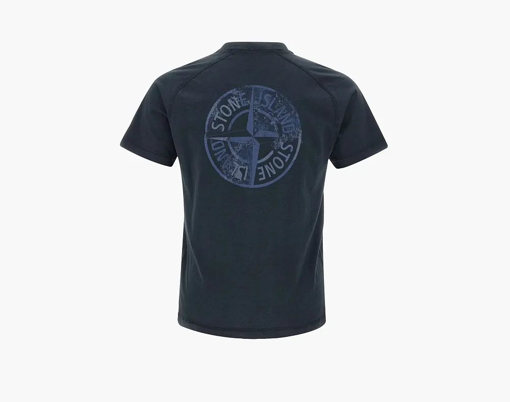 Stone Island Organic Cotton Jersey Slim fit T-Shirt Print Navy Blue