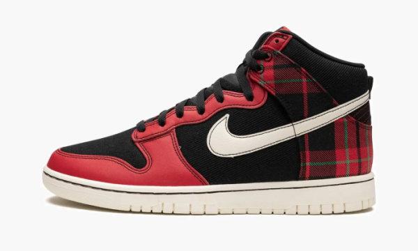 Nike Dunk High Plaid - Black / Red 