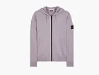 Stone Island Brushed Cotton Full Zip Hoodie Lavender