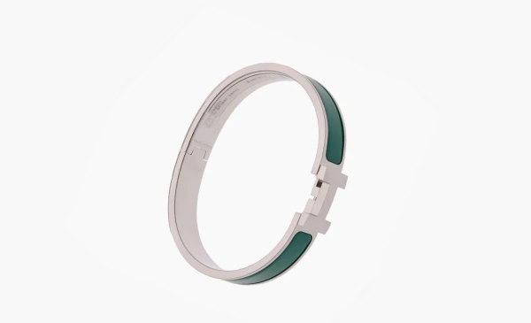 Hermès Menthe Matte Enamel and Brushed Palladium Metal Clic-HH Bracelet Green 