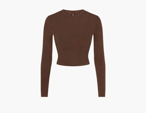 Skims New Vintage Cropped Long Sleeve T-Shirt Cocoa 
