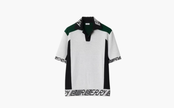 Burberry Logo Trim​ Wool Polo Shirt White 
