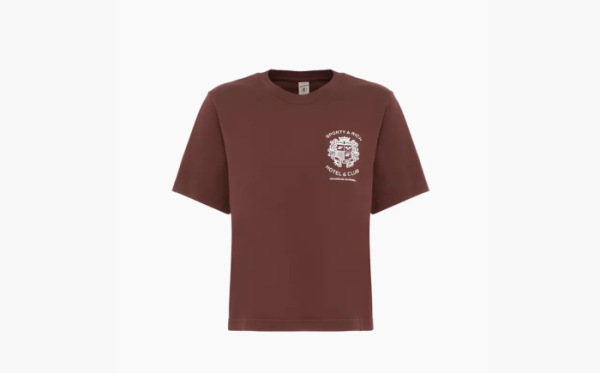 Sporty & Rich logo-print Cotton T-shirt Brown 