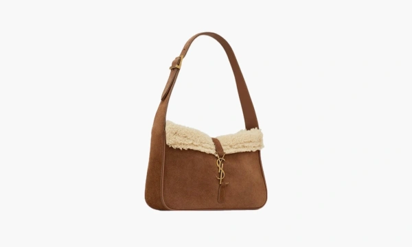 Saint Laurent Le 5 À 7 Suede Hobo Bag Dark Cigar/Natural Beige 