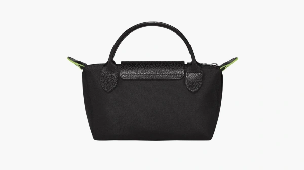 Longchamp Le Pliage Green Handle Pouch Black 